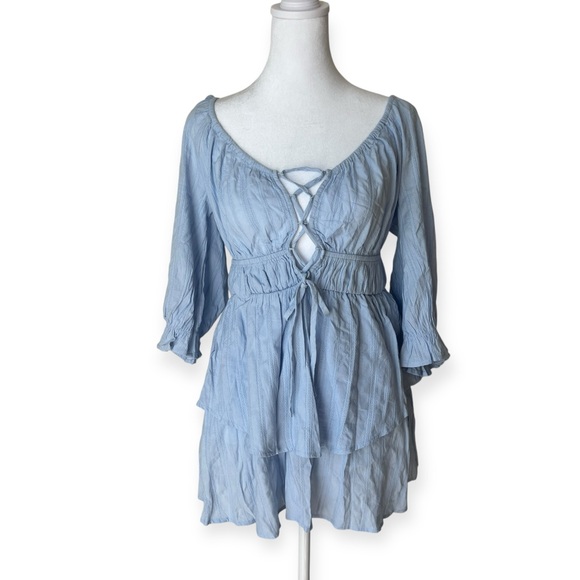 NWT Cider Texture Lace Up Layered Mini - Picture 2 of 6